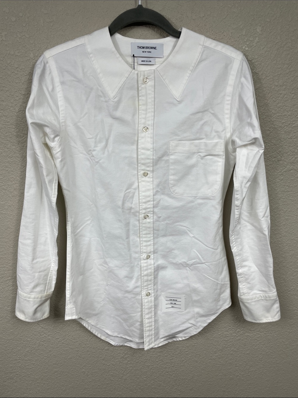 Thom Browne Trompe L’oeil Collar Shirt Oxford White Button Front Sz 1